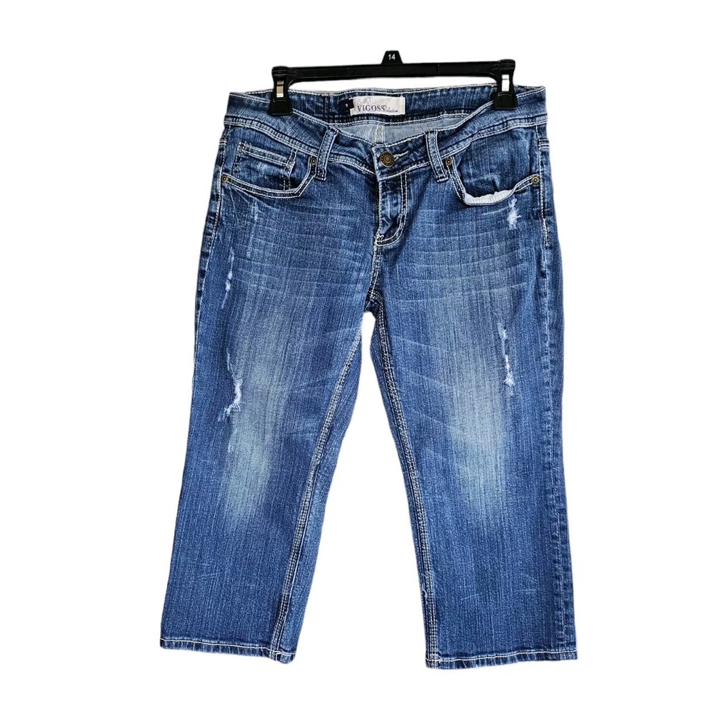 VIgoss Capri Jeans Stretch‎ Distressed Denim Women's Size 9